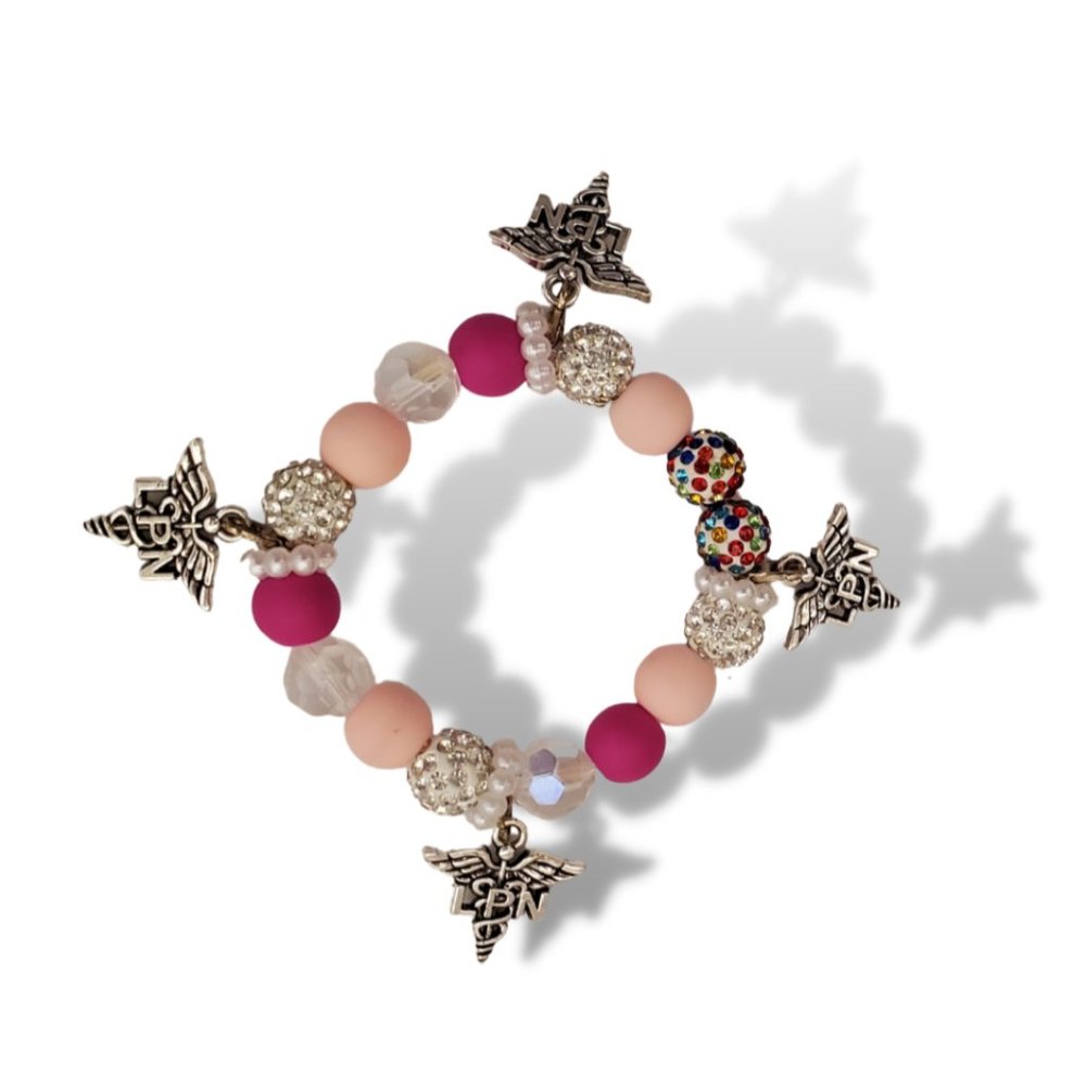 Hot Pink LPN Charms Bracelet